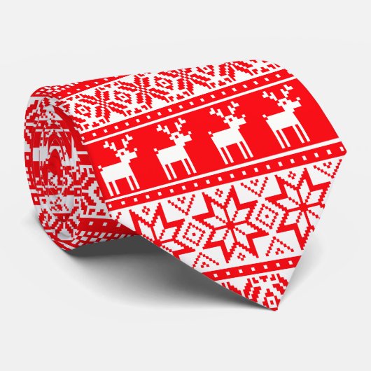 Cravate Chandail de Noël moche drôle Nordic Reindeer (Roulé)