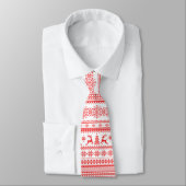 Cravate Chandail de Noël rouge brun motif monogramme (Attaché)
