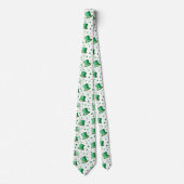 Cravate Chapeaux verts dorés de luxe et trèfles blancs (Devant)