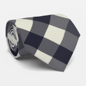 Cravate Charbon foncé, Ardoise, En vichy diagonale beige c (Roulé)