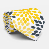 Cravate Charbon jaune et gris Moderne Floral (Roulé)