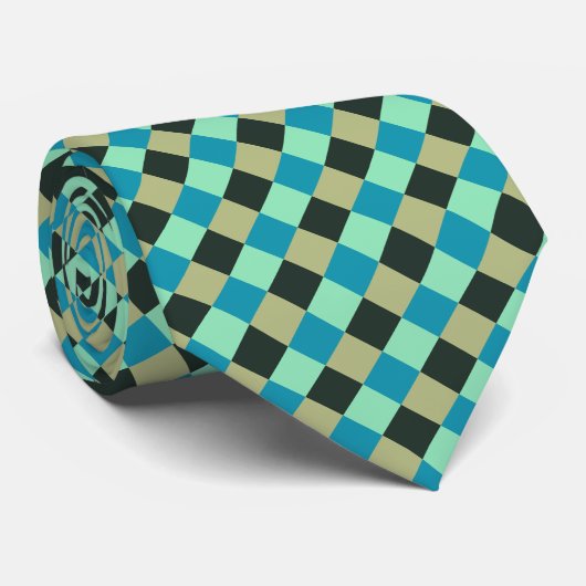 Cravate Charbon Olive Turquoise Vert Bleu Aqua Turquoise P (Roulé)
