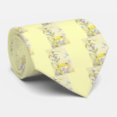 Cravate Chardon et abeille sur l'or (Roulé)