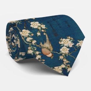 Cravate Chardonneret et cerisier de 葛飾北斎 de Katsushika