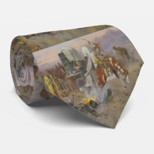 Cravate Charles M Russell - Bronc au camp de vache