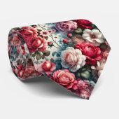 Cravate Charme Floral Rose intemporel (Roulé)