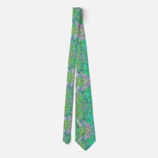 Cravate Chartreuse Abstraite cool et Blue Super Retro (Dos)