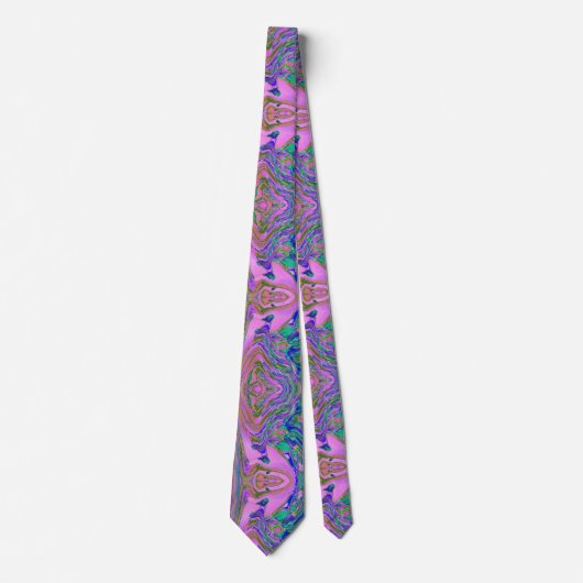 Cravate Chartreuse Abstraite cool et Hot Pink Super Retro (Devant)