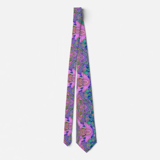 Cravate Chartreuse Abstraite cool et Hot Pink Super Retro (Dos)