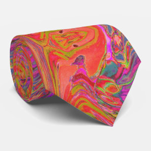 Cravate Chartreuse Abstraite cool et Red Super Retro
