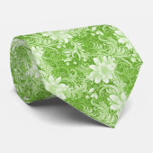 Cravate Chartreuse Floral Batik (Roulé)