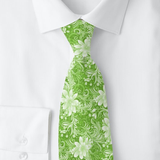 Cravate Chartreuse Floral Batik
