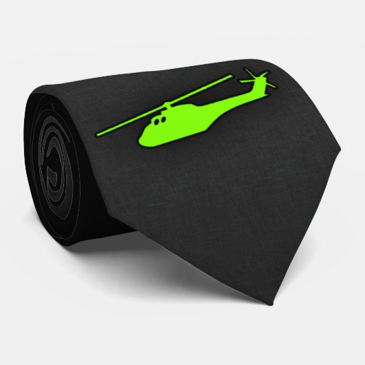 Cravate Chartreuse, hélicoptère Neon Green (Roulé)