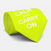 Cravate Chartreuse Keep Calm and Carry On (Roulé)