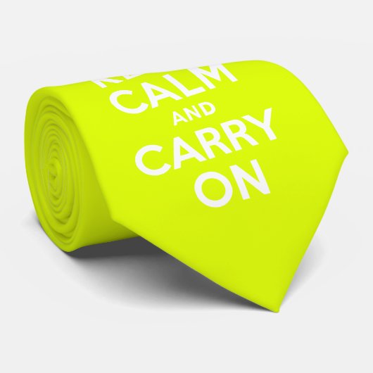 Cravate Chartreuse Keep Calm and Carry On (Roulé)