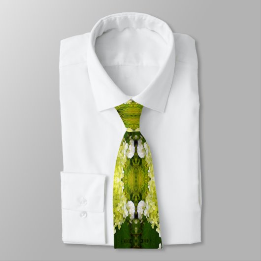 Cravate Chartreuse Vert Abstrait Hydrangea Blooms Motif (Attaché)