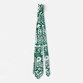 Cravate chasseur doodles vert et blanc de 7 (Devant)