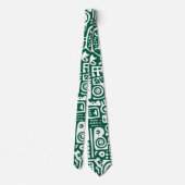 Cravate chasseur doodles vert et blanc de 7 (Dos)
