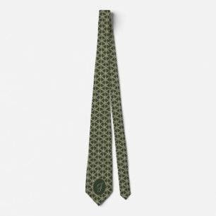 Cravate Chasseur Green Snowflakes Motif Monogramme