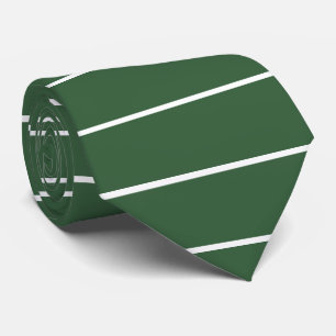 Cravate Chasseur Vert et blanc mince Horizontal rayé