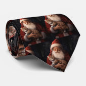 Cravate Chat abyssinien avec Noël Festif du Père Noël (Roulé)