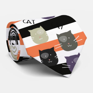 Cravate Chat adorable rayure Halloween avec tache capricie