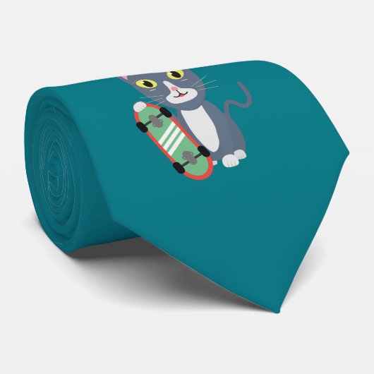 Cravate Chat avec skate (Roulé)