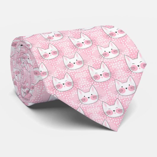 Cravate Chat-chaton à joues roses (Roulé)