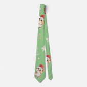 Cravate Chat chaton chaton couleur vert Père Noël Joyeux N (Devant)