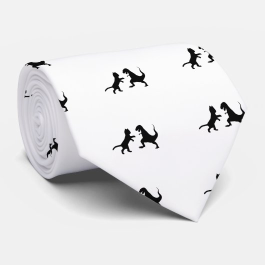 Cravate chat contre t-rex (Roulé)