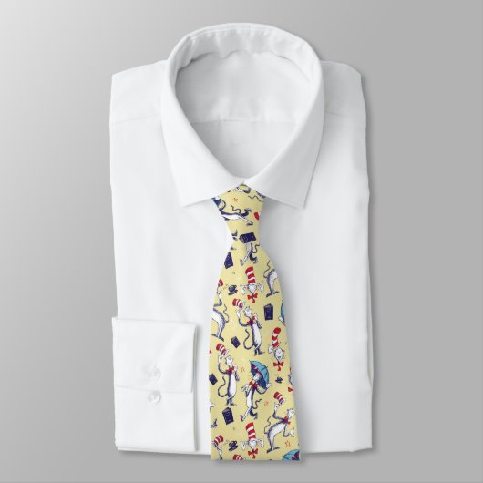 Cravate Chat dans le Chapeau | Motif Jaune (Attaché)