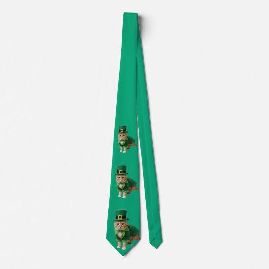 Cravate Chat de la chance de la Saint-Patrick vert  (Devant)