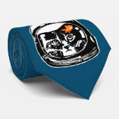 Cravate Chat de l'espace et le poisson rouge (Roulé)