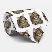 Cravate Chat de ragondin tigré noir du Maine (Roulé)