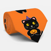 Cravate Chat d'Halloween (Roulé)