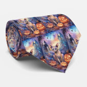 Cravate Chat d'Halloween Abyssinian avec la peur Citrouill (Roulé)