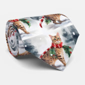 Cravate Chat du Bengale à Noël de neige (Roulé)