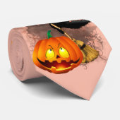Cravate Chat effrayé par Citrouille Fun Halloween caractèr (Roulé)