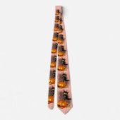 Cravate Chat effrayé par Citrouille Fun Halloween caractèr (Dos)
