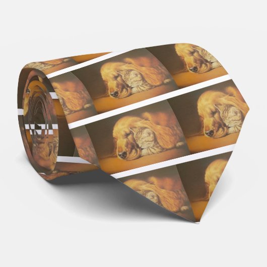 Cravate Chat et chien (Roulé)