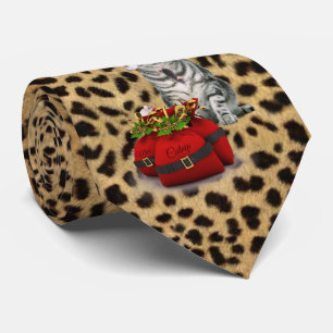 Cravate Chat et souris Noël Cheetah Imprimer
