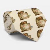Cravate Chat et Teacup Vintage Victorien (Roulé)