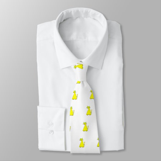 Cravate Chat gras jaune (Attaché)