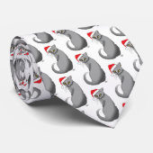 Cravate Chat gris de Noël amusant (Roulé)