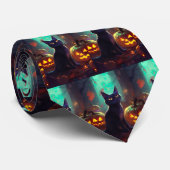 Cravate Chat Halloween Tuxedo Avec Peur Citrouille (Roulé)