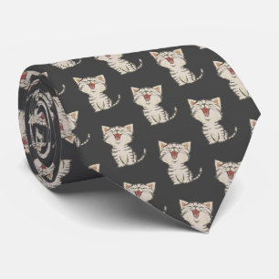 Cravate Chat Mignonne Rire Sur Grey