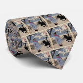 Cravate Chat noir avec Madame japonaise (Roulé)