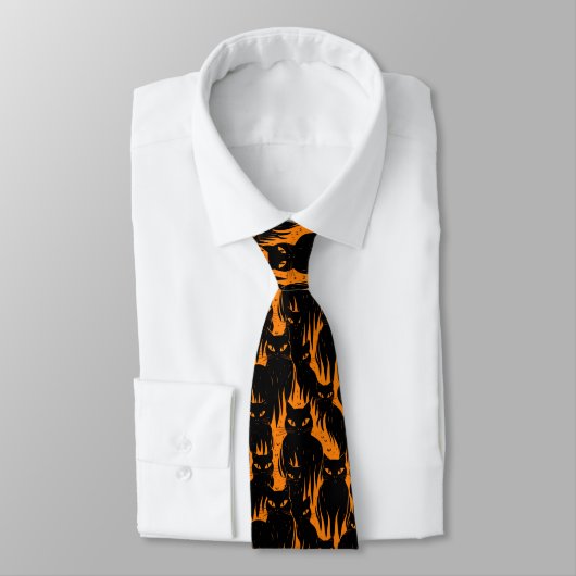 Cravate Chat noir Cravate-Halloween pour hommes (Attaché)
