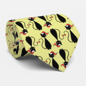 Cravate Chat noir dans un casquette de Noël (Roulé)