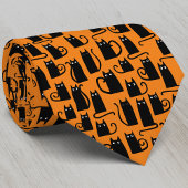 Cravate Chat noir Halloween Orange